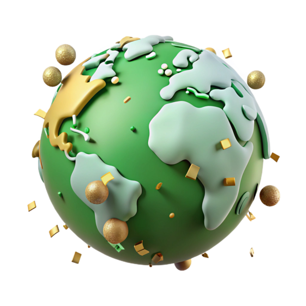 stunning modern Globe with Green Continents Isolated Cutout authentic png