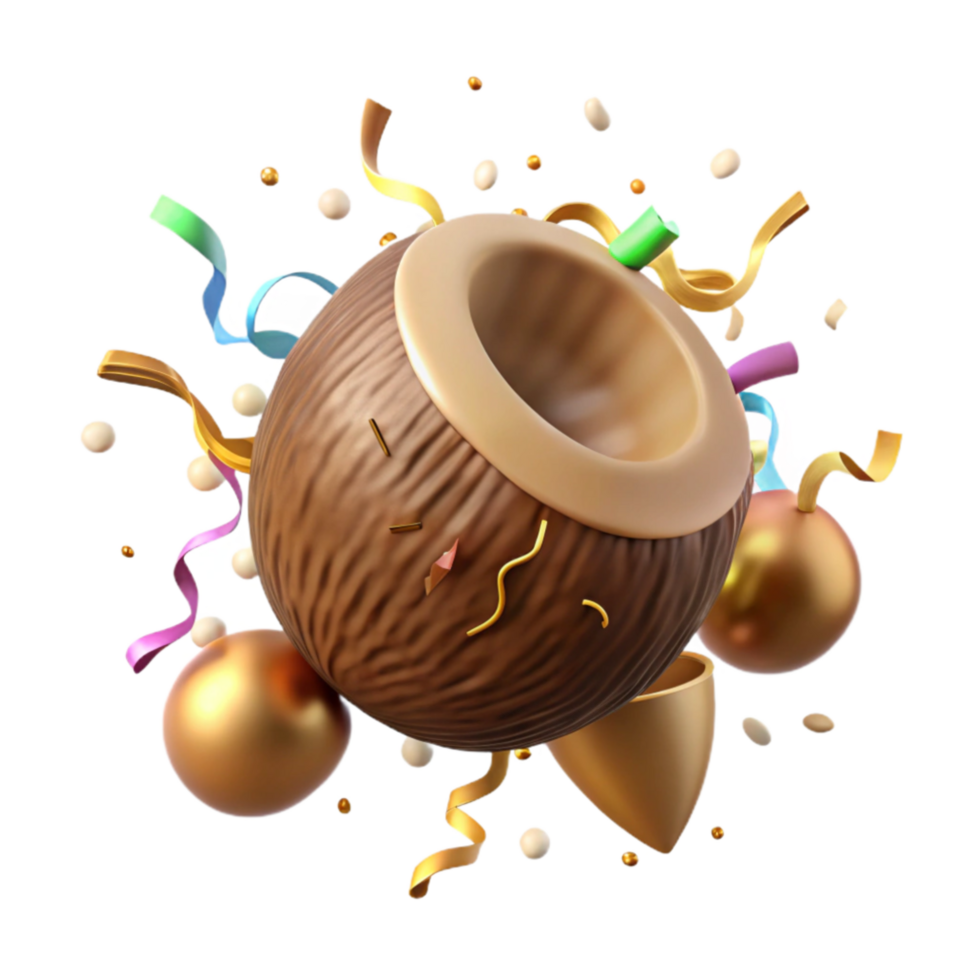 vibrant minimalist Coconut Isolated Element Brown Husk high resolution png