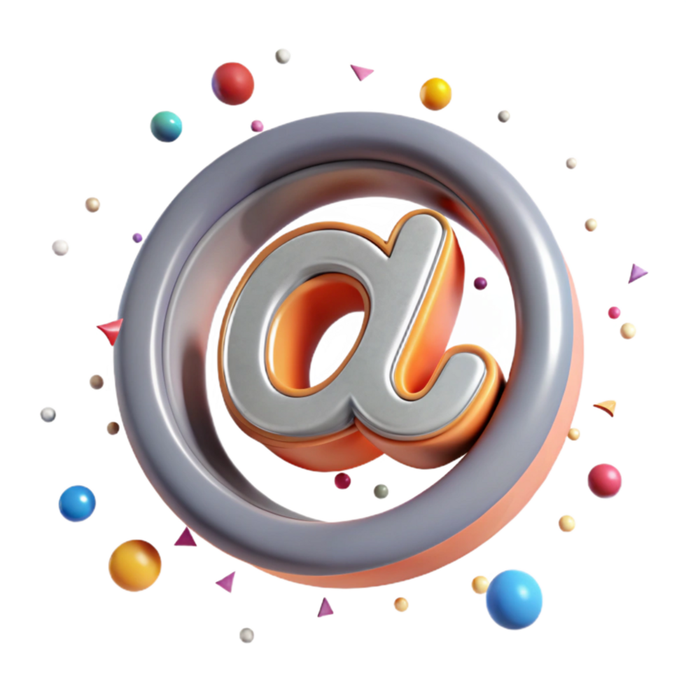 magnificent creative At Symbol Cutout with Circular Shape and Tail professional png