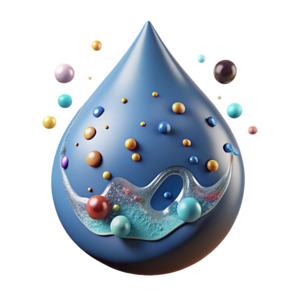 beautiful contemporary Contaminated Water Drop Cutout Transparent Background Macro View png