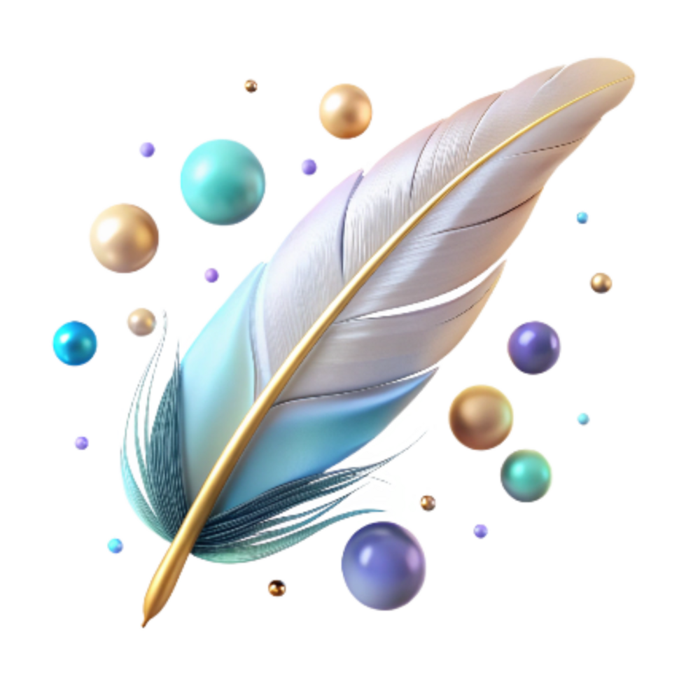 vibrant modern Feather Floating in Air Gentle Lighting Transparent Cutout high resolution png