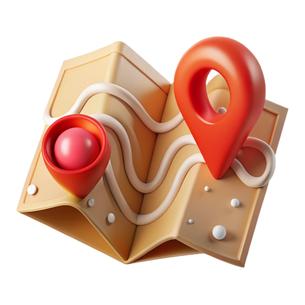 stunning traditional Folded Map with Red Marker Isolated Element high resolution png