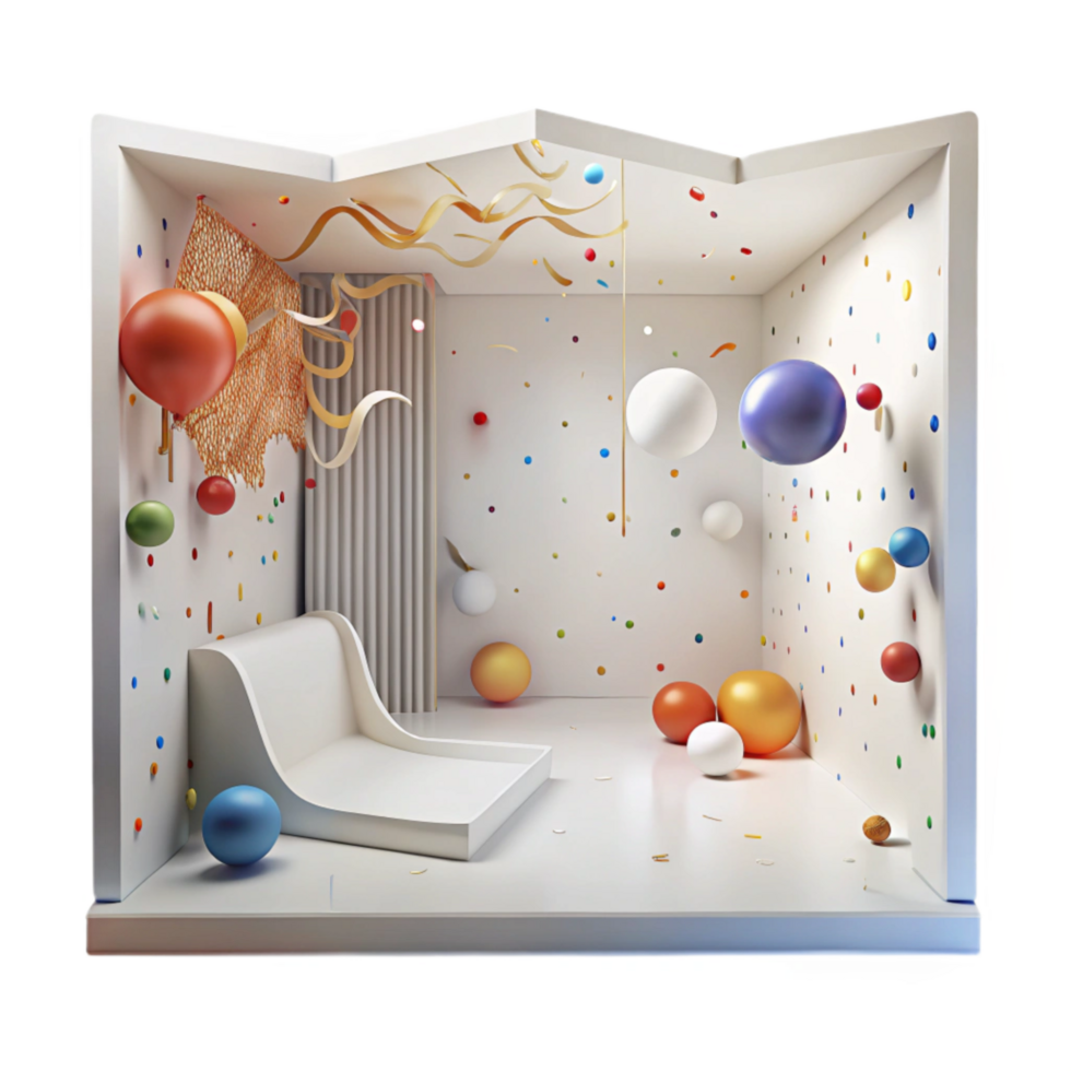 beautiful contemporary Empty Room White Walls Transparent Background png