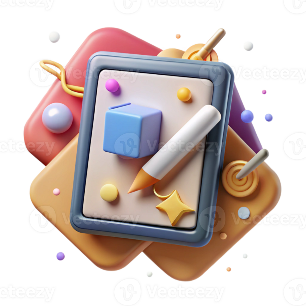 elegant vintage Educational Technology Icon Tablet and Stylus Isolated exclusive png