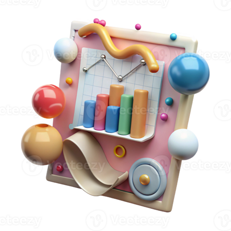 vibrant artistic Data Analysis Chart and Graph Transparent Background high resolution png