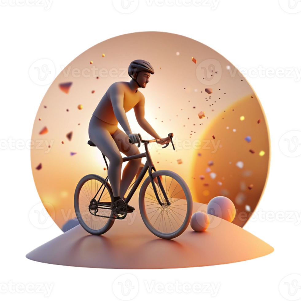 impressive artistic Bicycle Rider Silhouette Against Sunset Cutout professional png