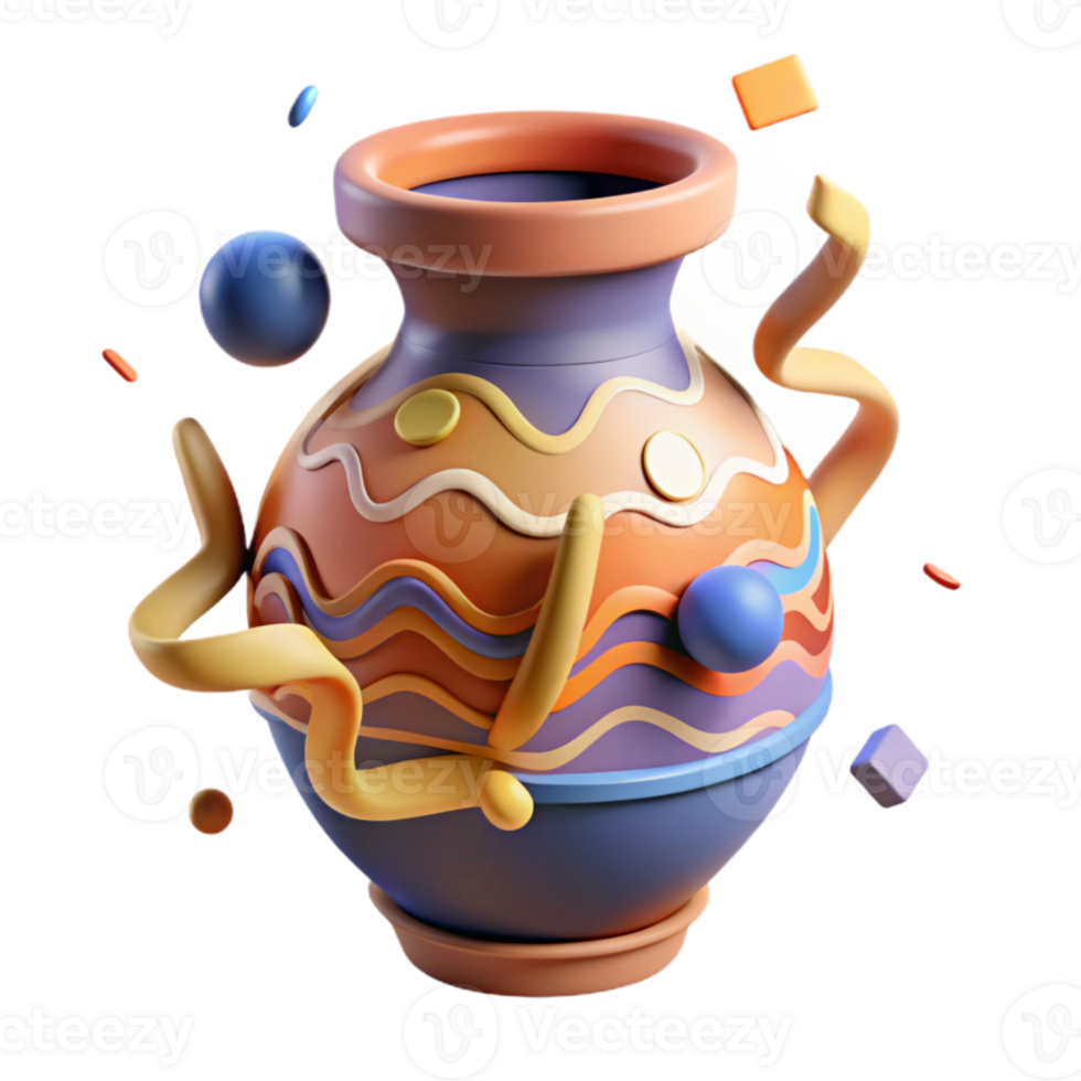 serene artistic Ceramic Vase with Abstract Design Isolated Cutout high resolution png