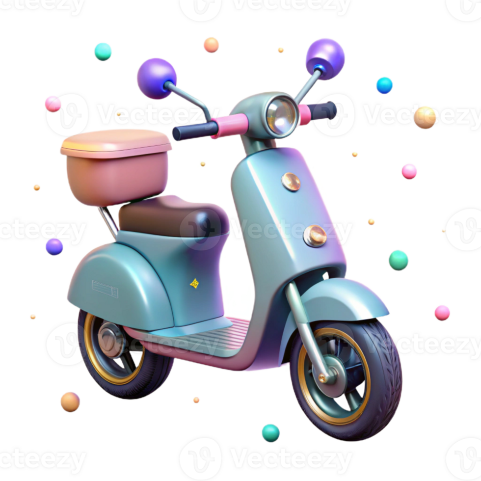 serene traditional Electric Scooter Front View Isolated Element detailed png