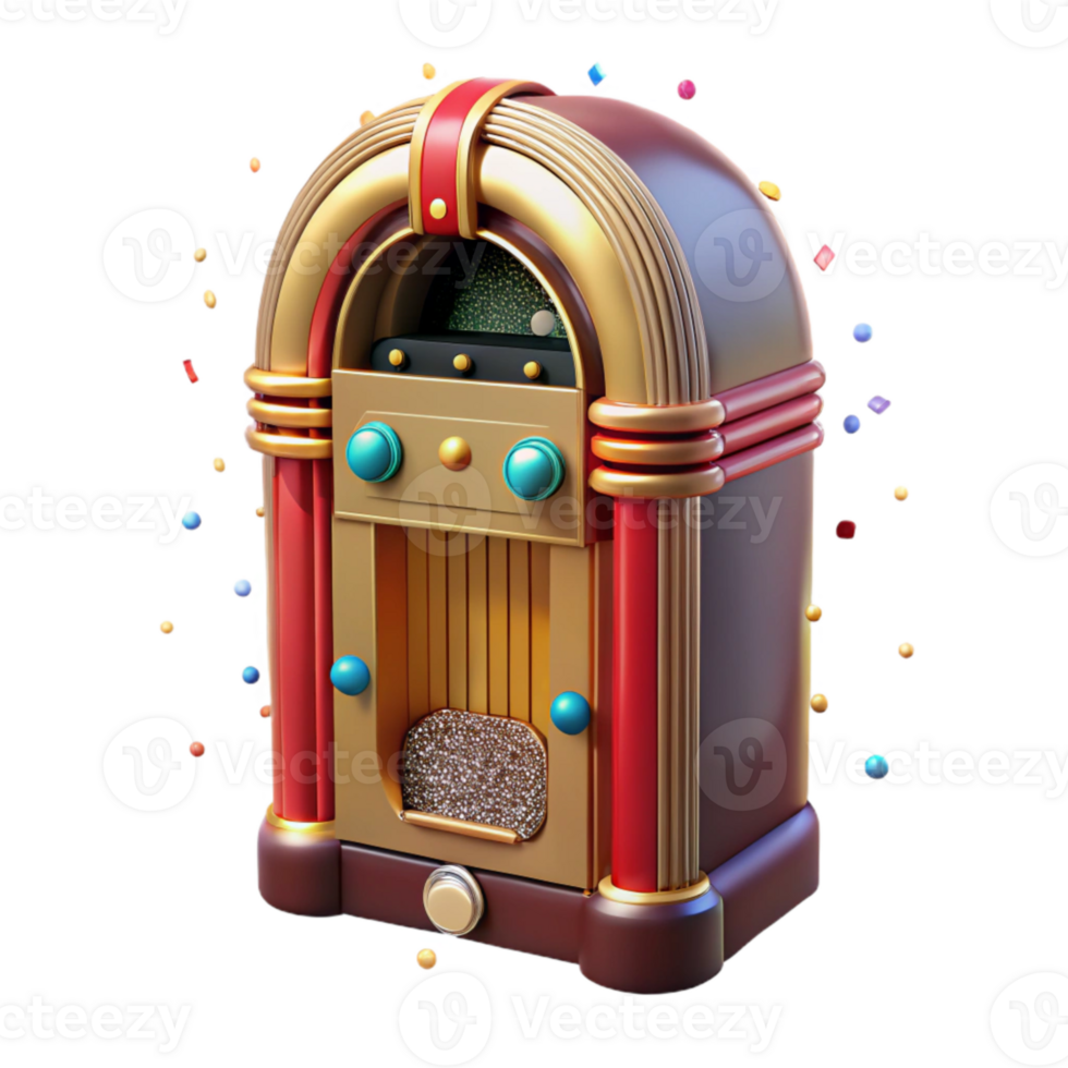 extraordinary artistic Classic Jukebox Front View Isolated on Transparent Background original png