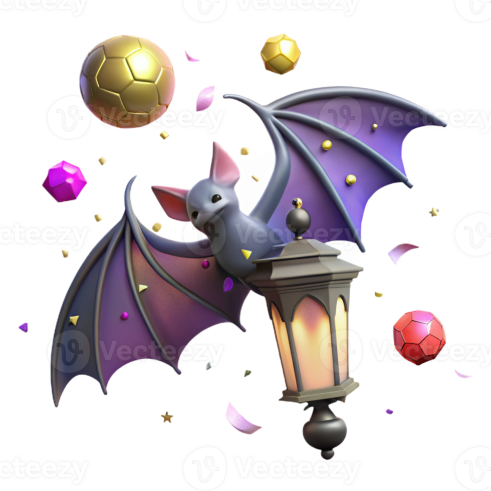 serene minimalist Bat Flying Towards Streetlamp Cutout premium png