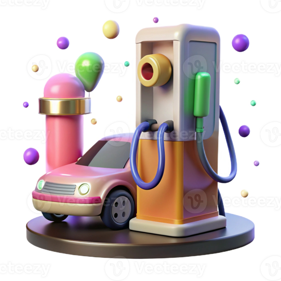 elegant rustic Electric Car Charging Station Isolated Element professional png