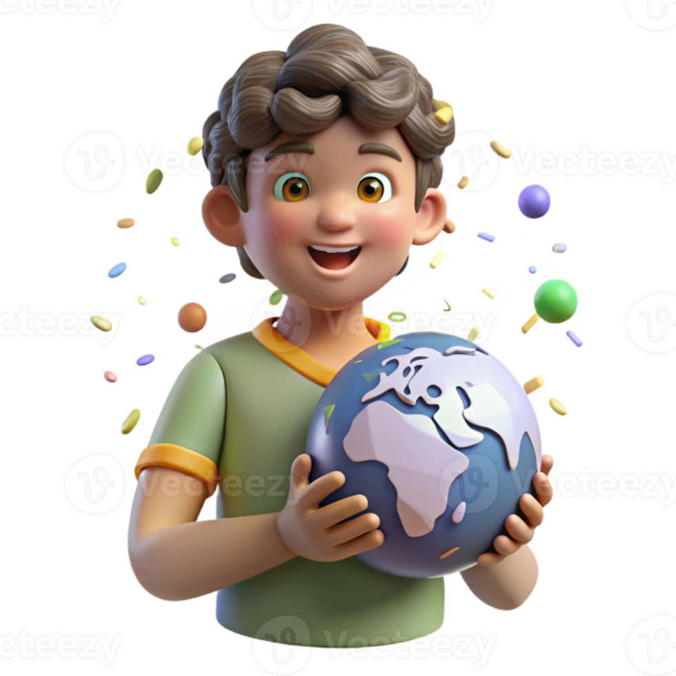 dramatic traditional Boy Holding Globe Cutout Transparent authentic png