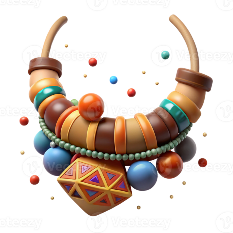 impressive abstract Beaded Choker Necklace with Tribal Design Transparent Background professional png