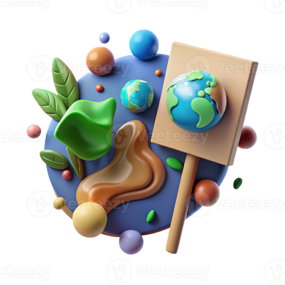 magnificent modern Climate Change Protest Sign with Earth Icon Transparent Background high resolution png