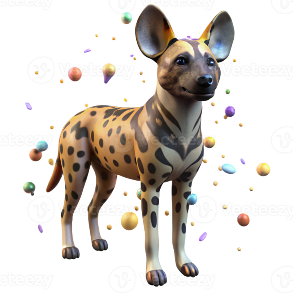 stunning artistic Aerial View Drone Observing African Wild Dog Isolated high quality png
