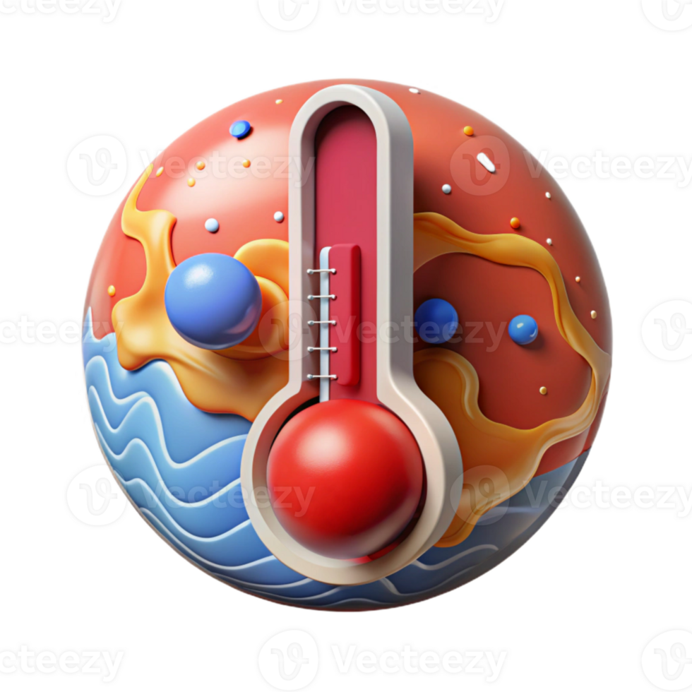 elegant artistic Global Warming Thermometer Rising Cutout with Red Mercury Rising professional png