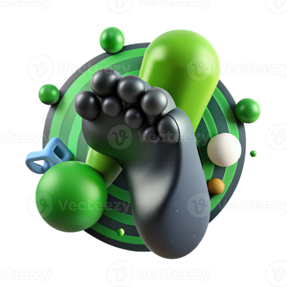vibrant creative Carbon Footprint Icon Front View with Green Accents Cutout authentic png