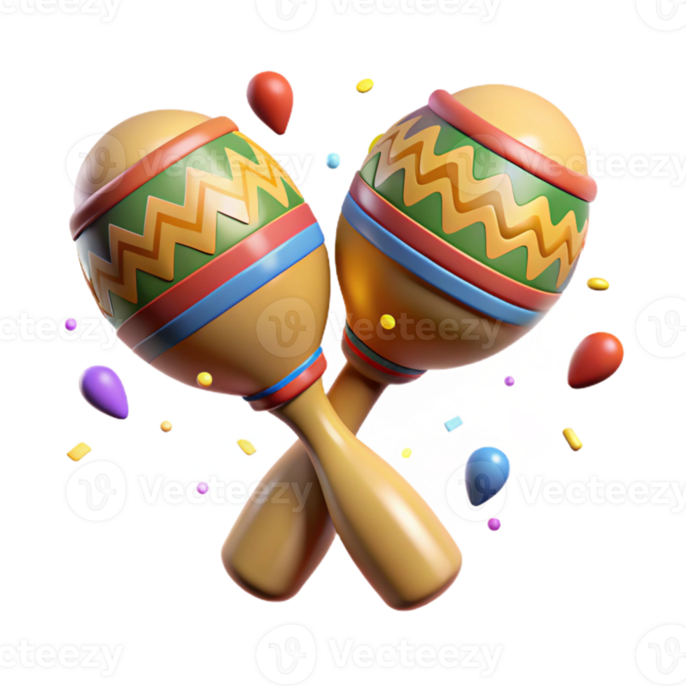 vibrant abstract Cinco De Mayo Maracas Shaking Isolated Element png