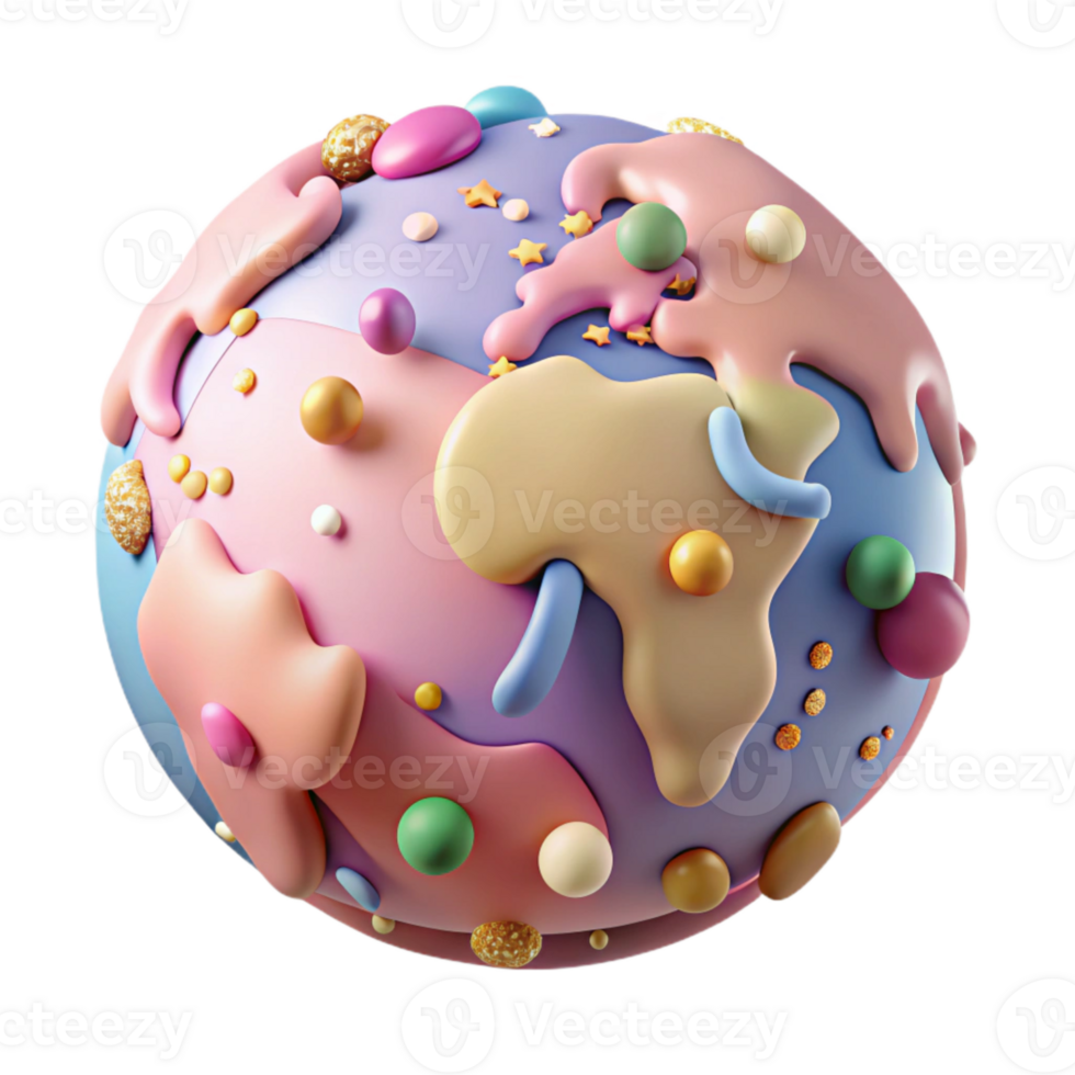 vibrant vintage Detailed World Map Pastel Colors Cutout premium png