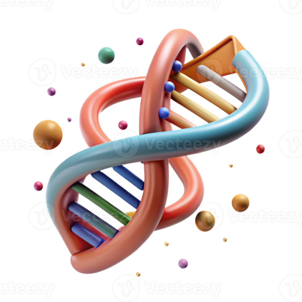 vibrant artistic Double Helix Dna Model Rotating View Cutout premium png