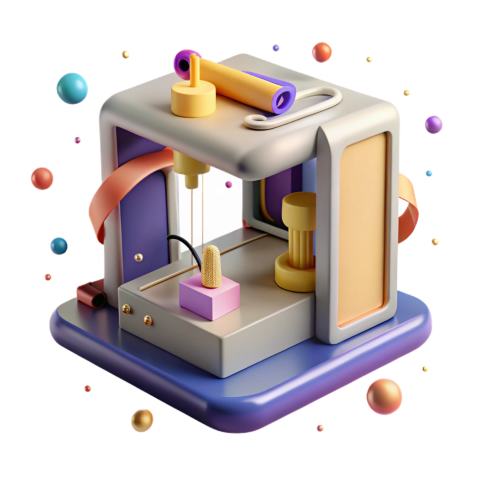 beautiful traditional D Printer Creating Educational Model Isolated original png
