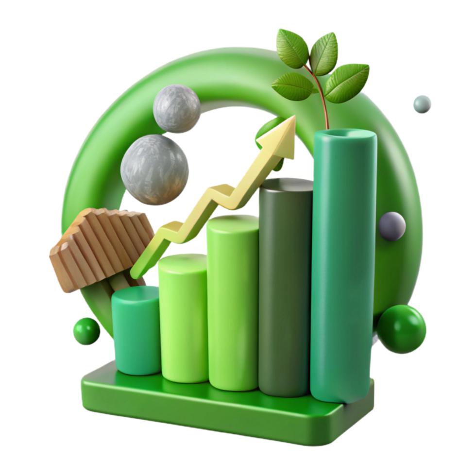 dramatic rustic Carbon Footprint Reduction Chart Isolated Green Downward Trend authentic png