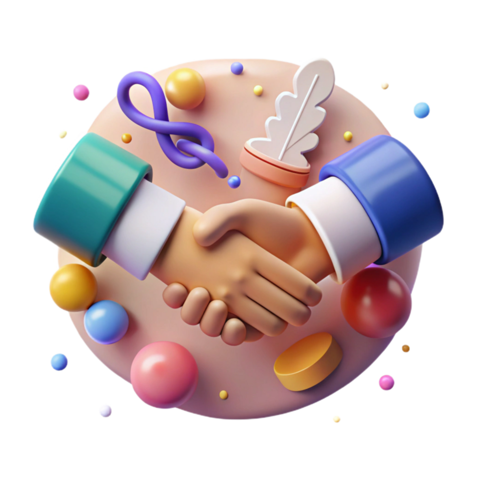 elegant artistic Front View Teamwork Handshake Partnership Cutout Isolated png
