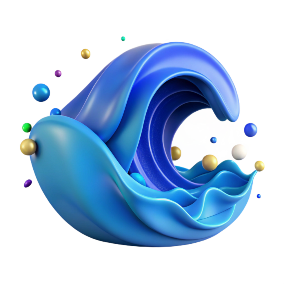 beautiful rustic Abstract Ocean Wave Blue Gradient Transparent Background authentic png