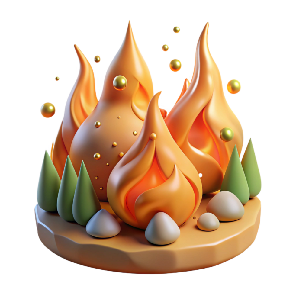 magnificent rustic Forest Fire Flames Orange Glow Transparent Background professional png