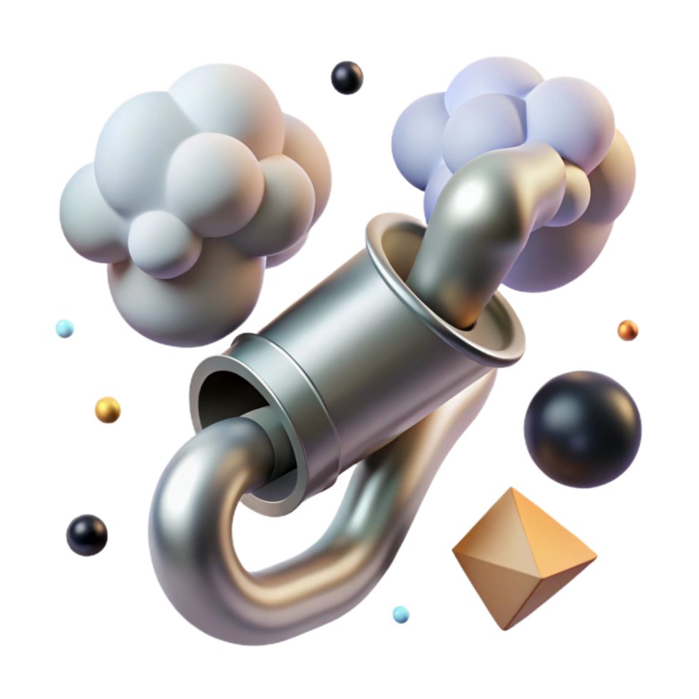 extraordinary artistic Car Exhaust Pipe Fumes Cutout with Gray Smoke Puffs premium png