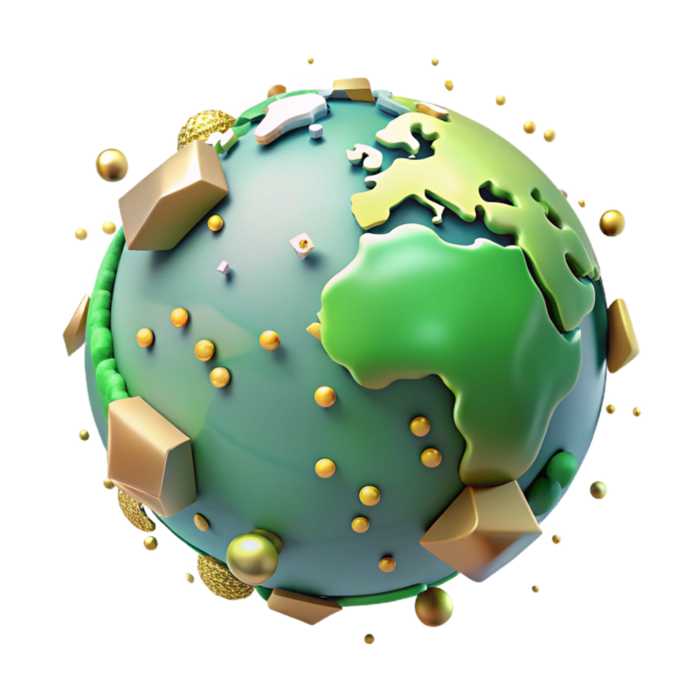 magnificent classic Globe with Green Continents Isolated Cutout detailed png