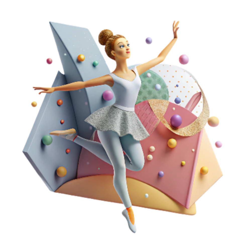 serene modern Ballet Dancer in First Position Cutout detailed png
