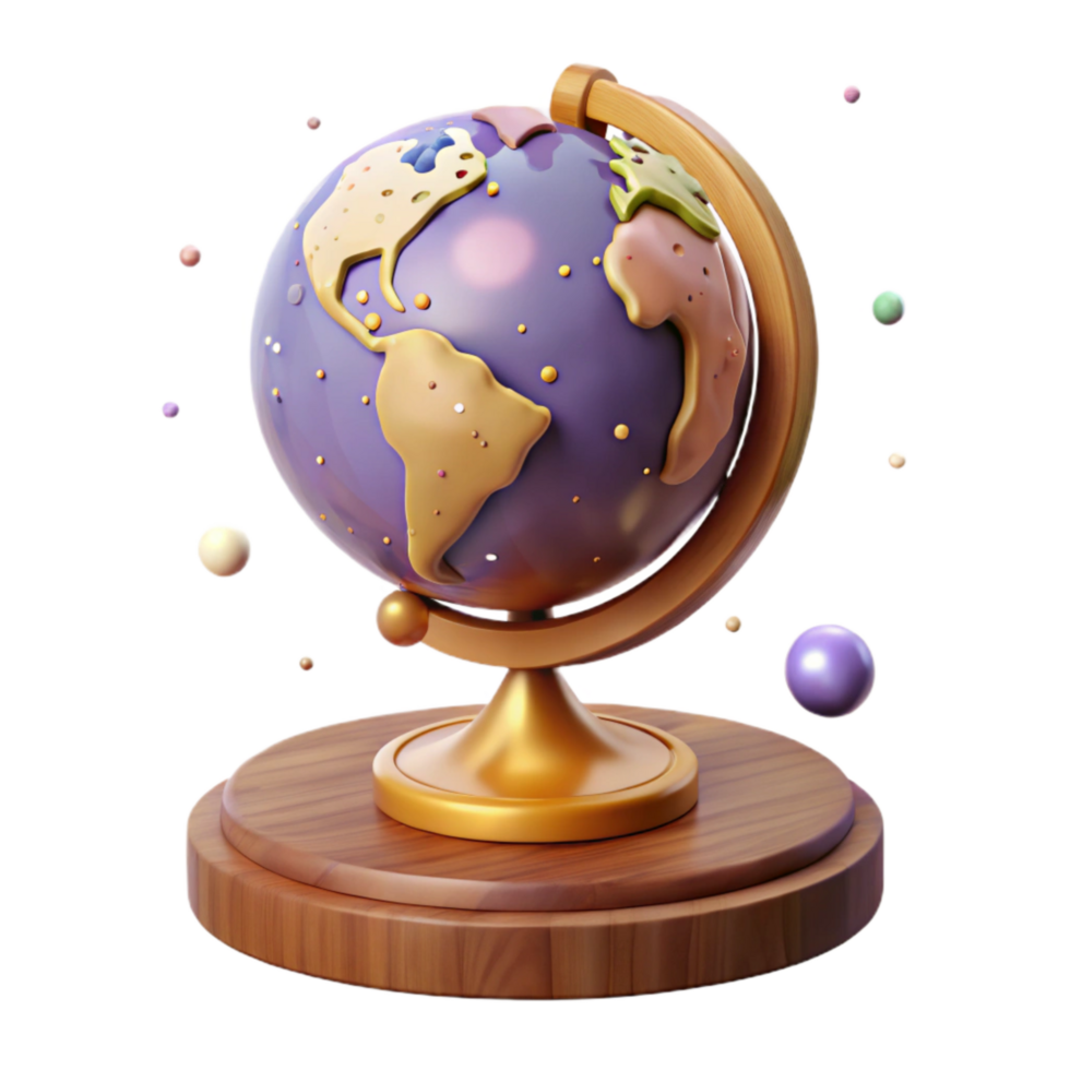 elegant contemporary Globe on Wooden Stand Isolated detailed png