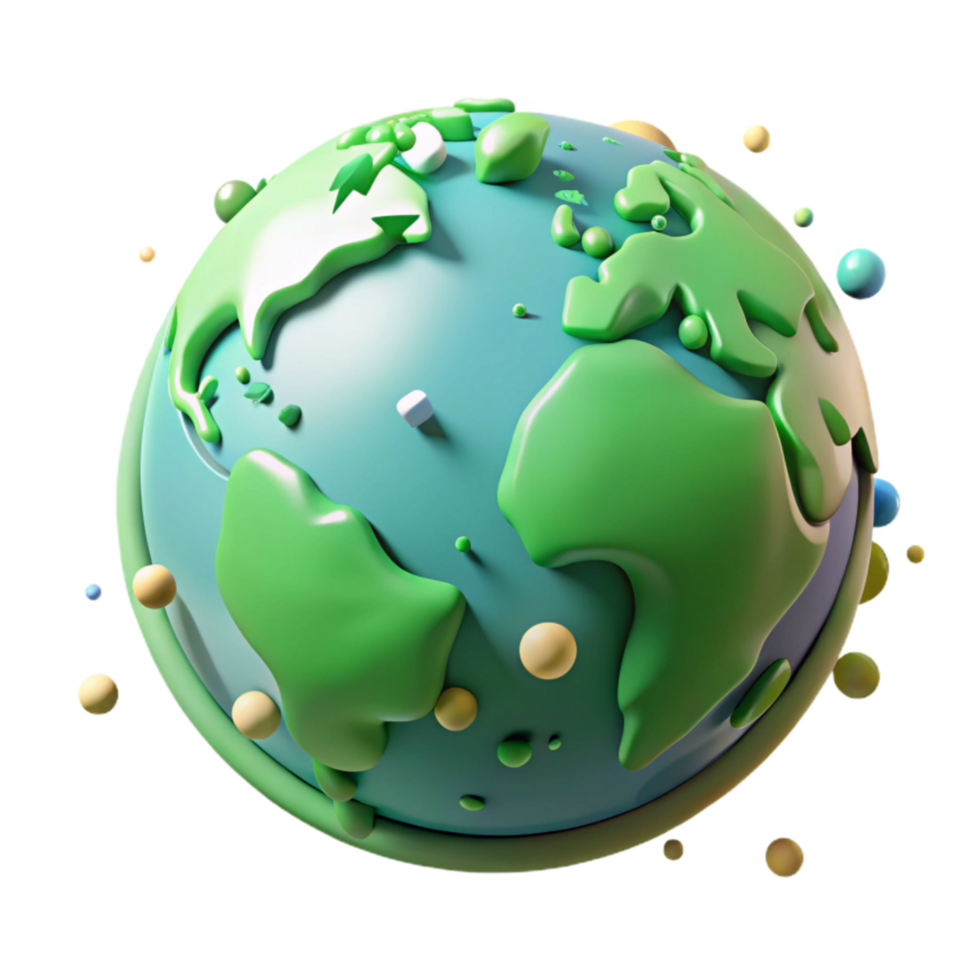 magnificent artistic Earth Globe with Green Overlay Soft Lighting Transparent original png