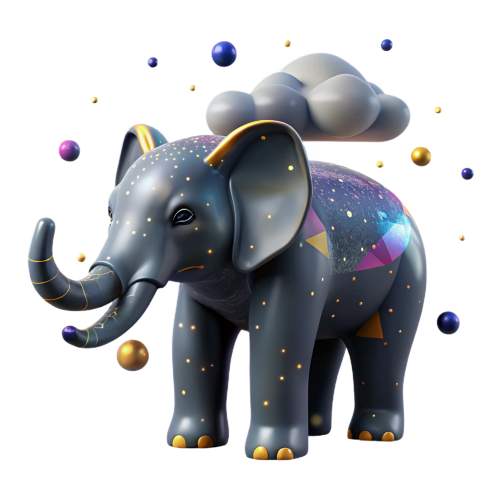 serene artistic Elephant Silhouette Dark Cloudy Sky Transparent Background genuine png