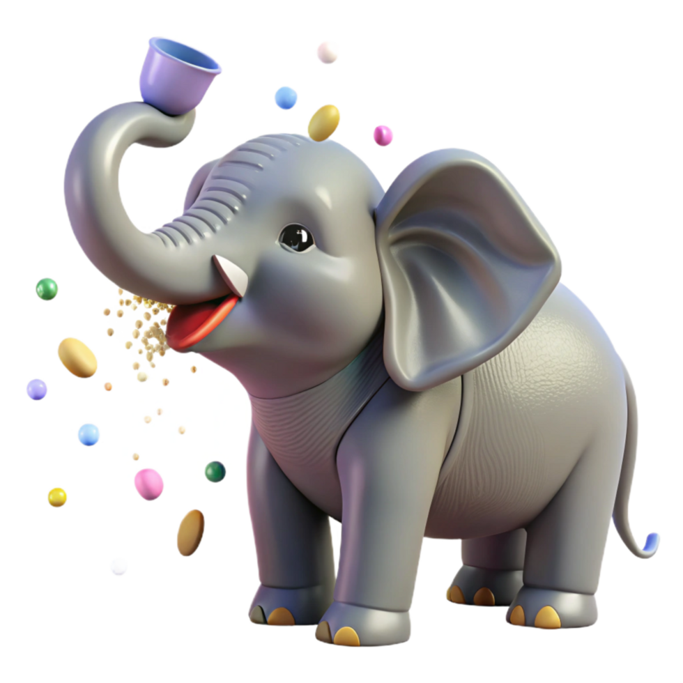 serene abstract Elephant Calf Drinking Water Side View Isolated original png