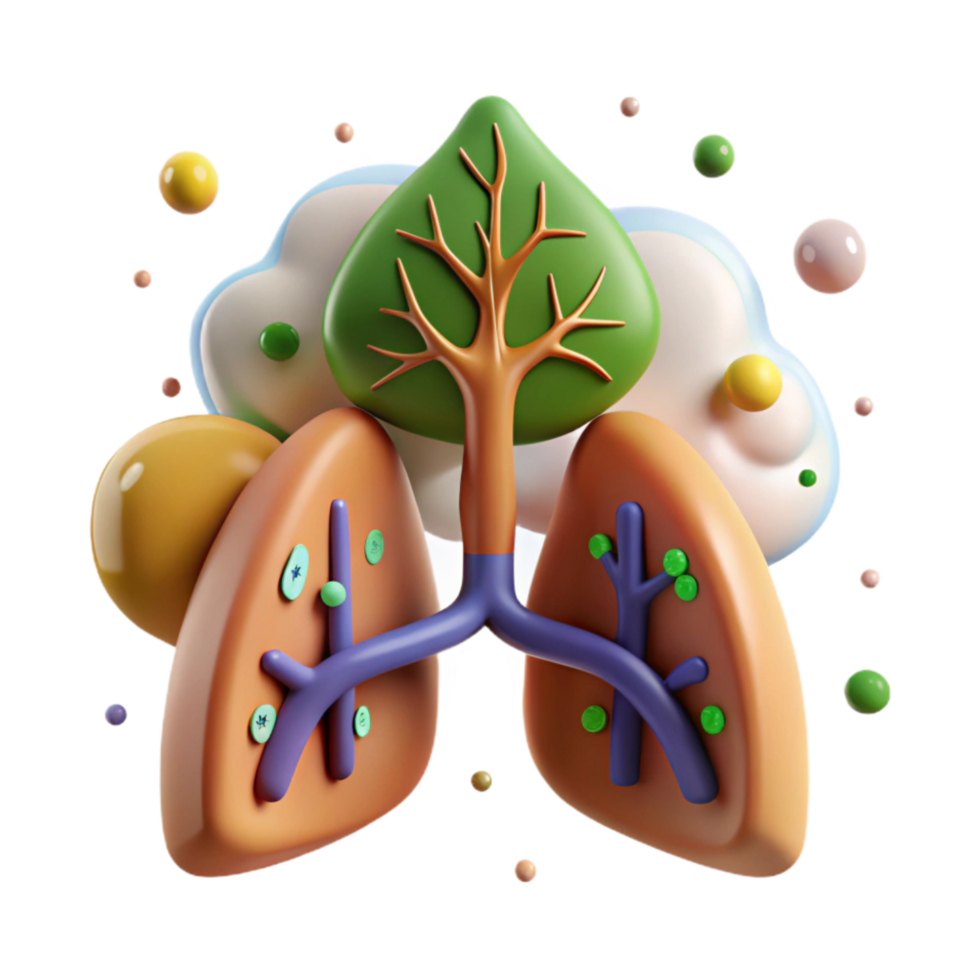 vibrant modern Clean Air Initiative Icon with Lungs and Tree Isolated high quality png