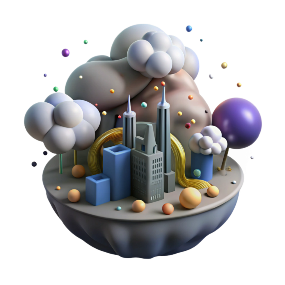 beautiful modern Air Pollution Over City Skyline Isolated Element exclusive png