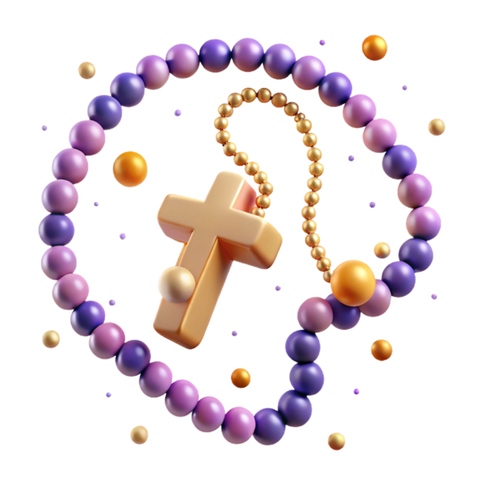 extraordinary creative Beaded Rosary with Cross Pendant Transparent Background professional png