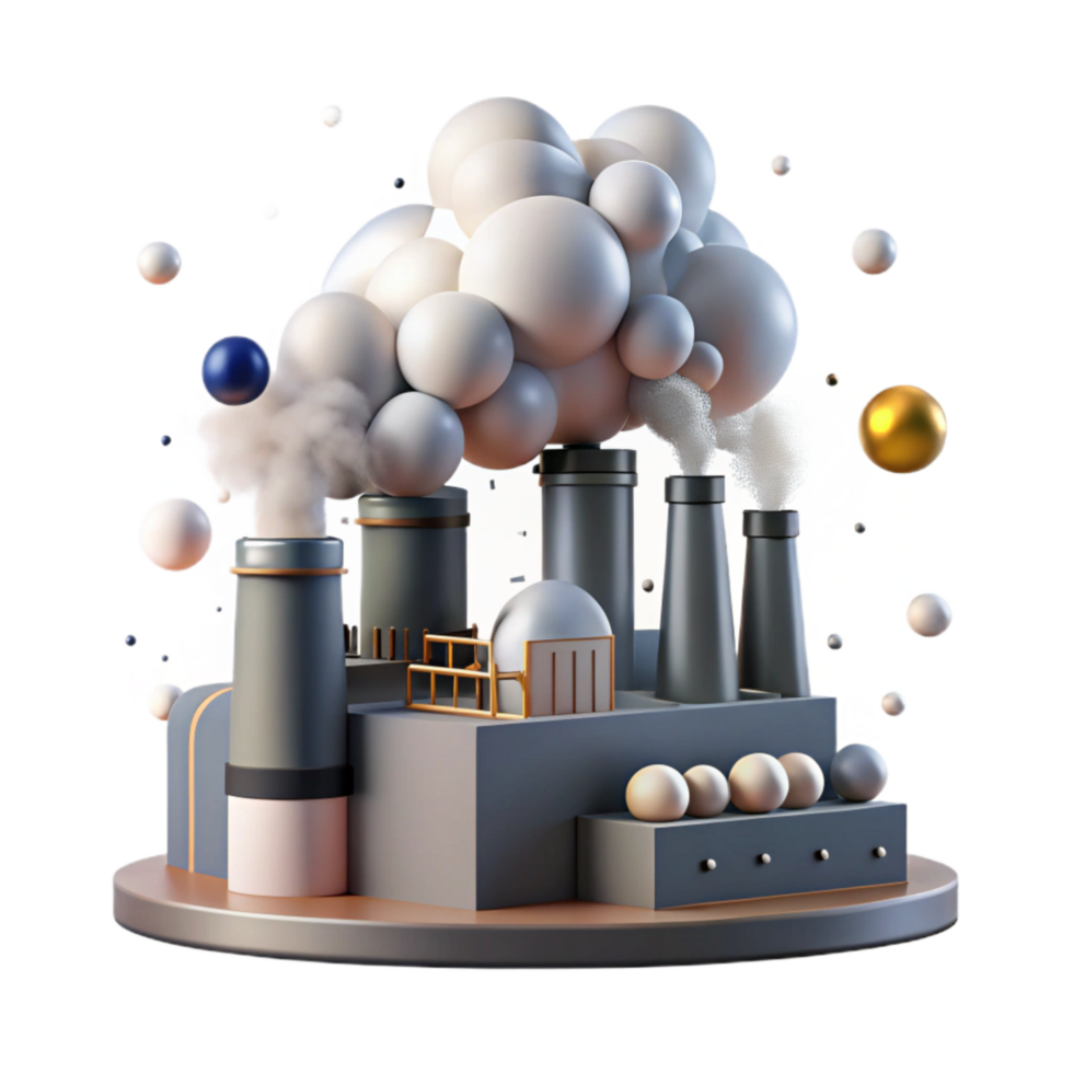 vibrant creative Factory Emissions Gray Smoke Transparent Background png