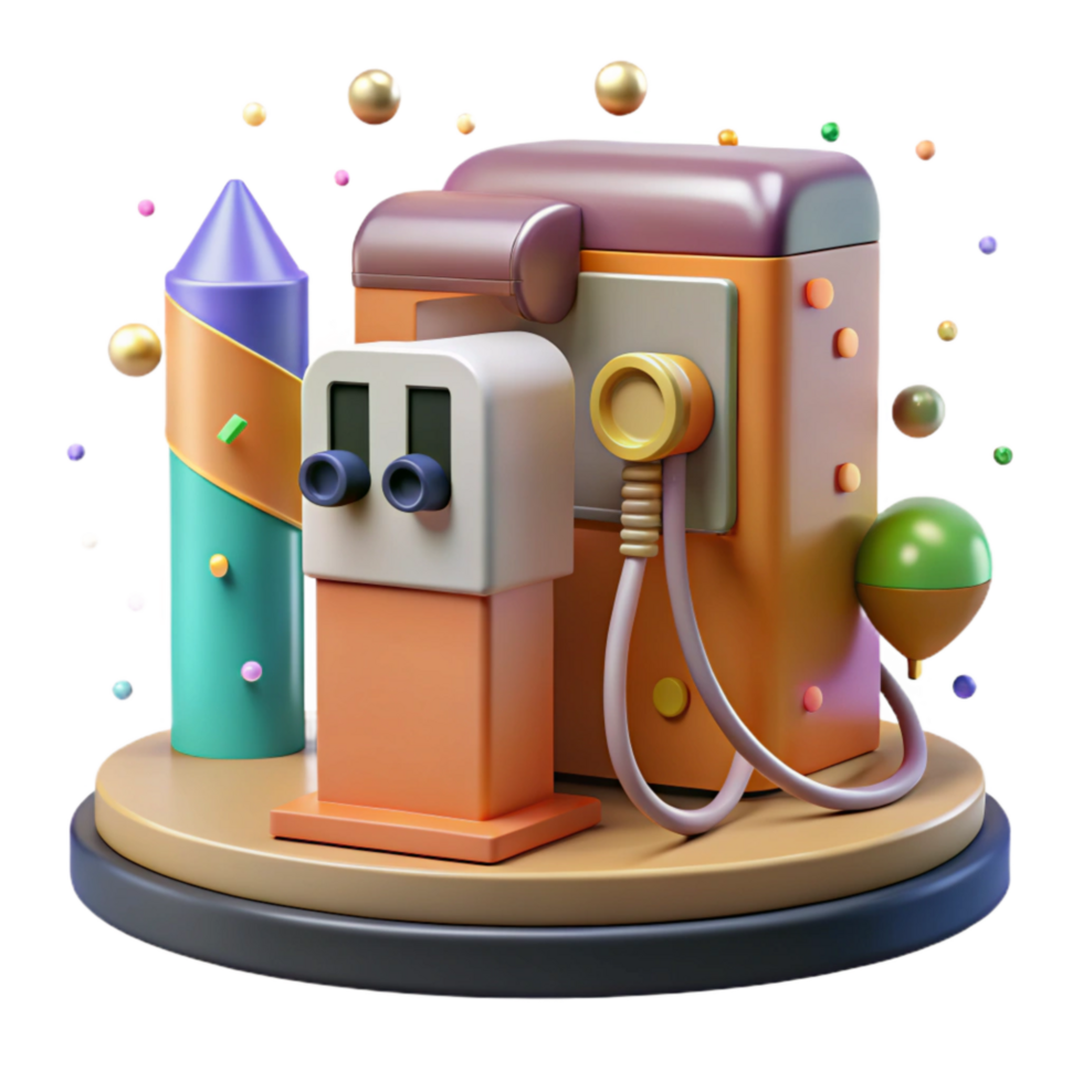 beautiful traditional Electric Car Charging Station Isolated Element professional png