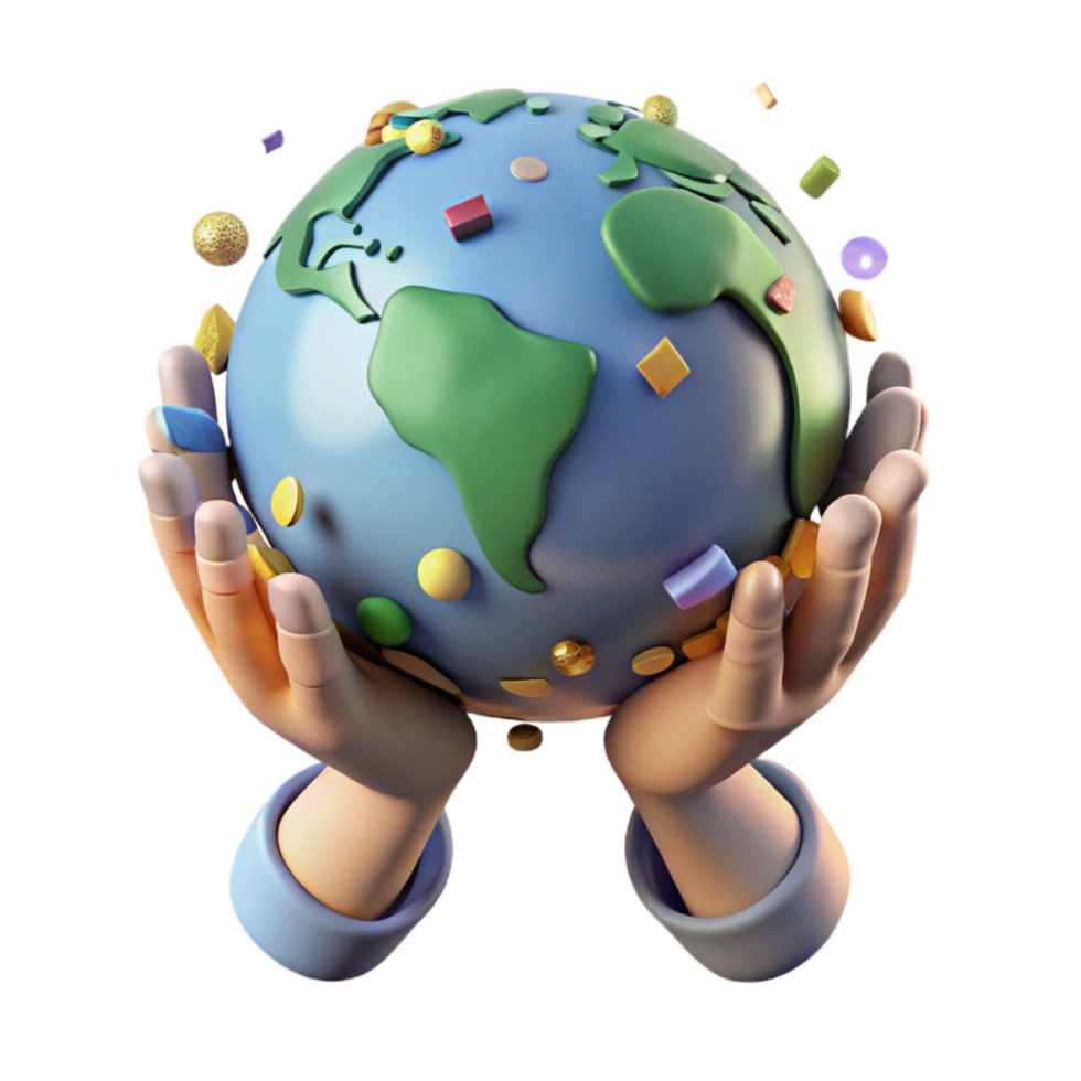 extraordinary minimalist Globe in Hands Soft Lighting Isolated professional png
