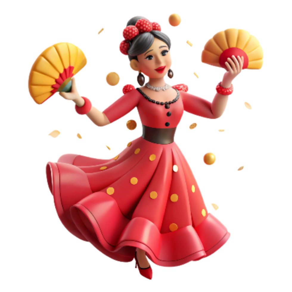 beautiful creative Flamenco Dancer with Castanets Isolated Transparent Background detailed png