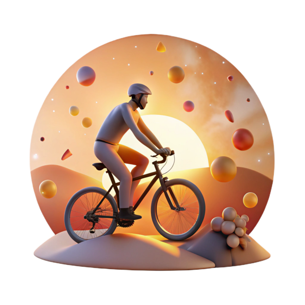 impressive creative Bicycle Rider Silhouette Against Sunset Cutout high quality png