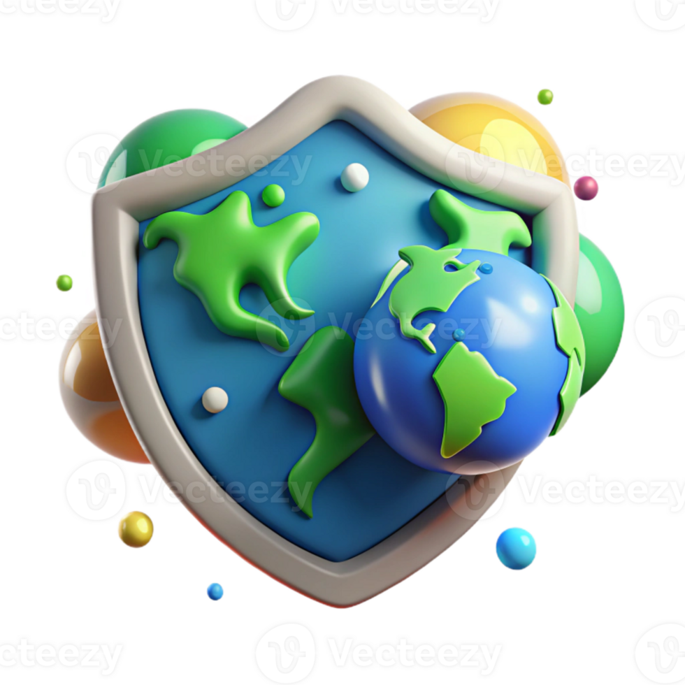 impressive abstract Environmental Protection Shield with Globe Isolated with Green Shield and Blue Globe png