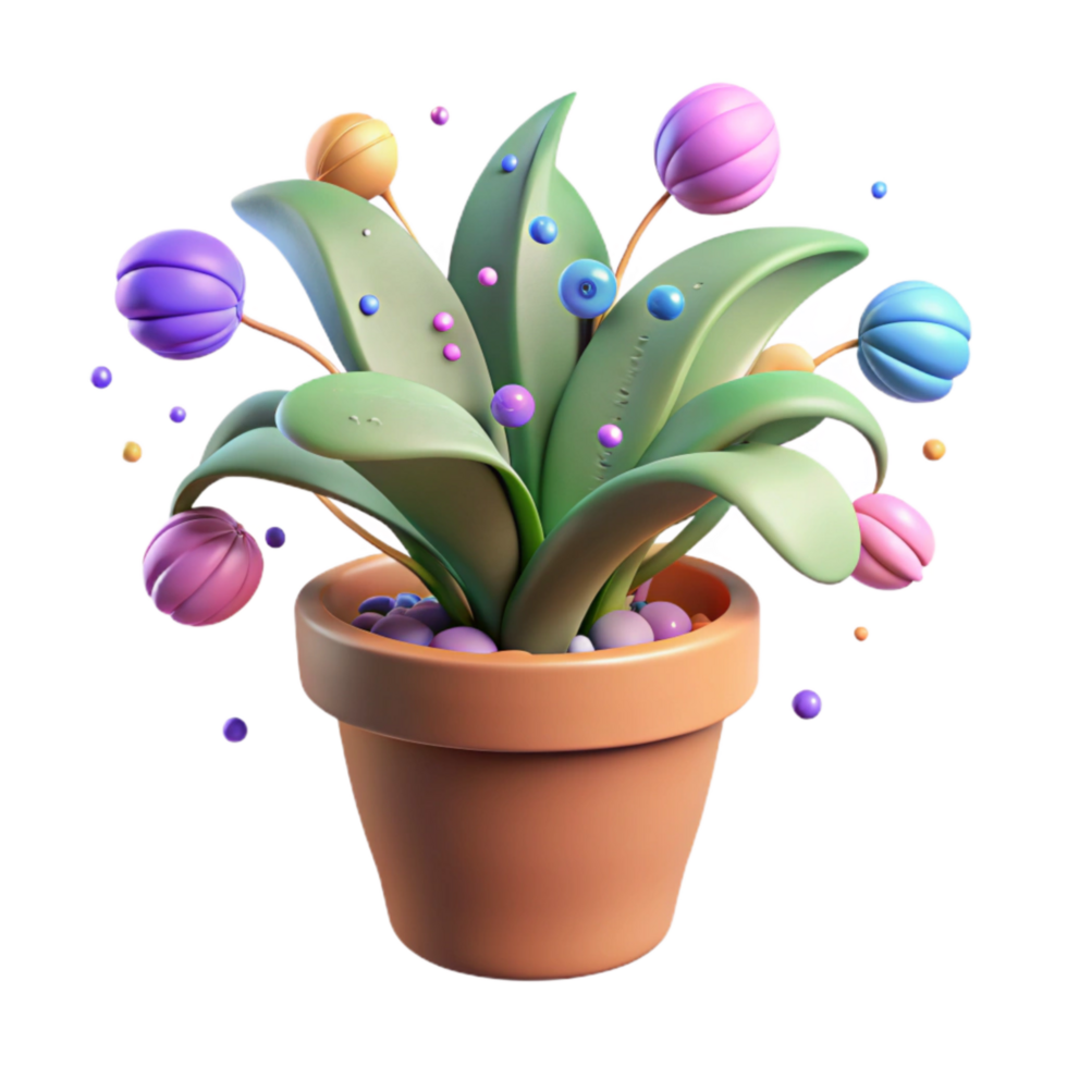 stunning vintage Flowering Plant in Pot Side View Isolated detailed png