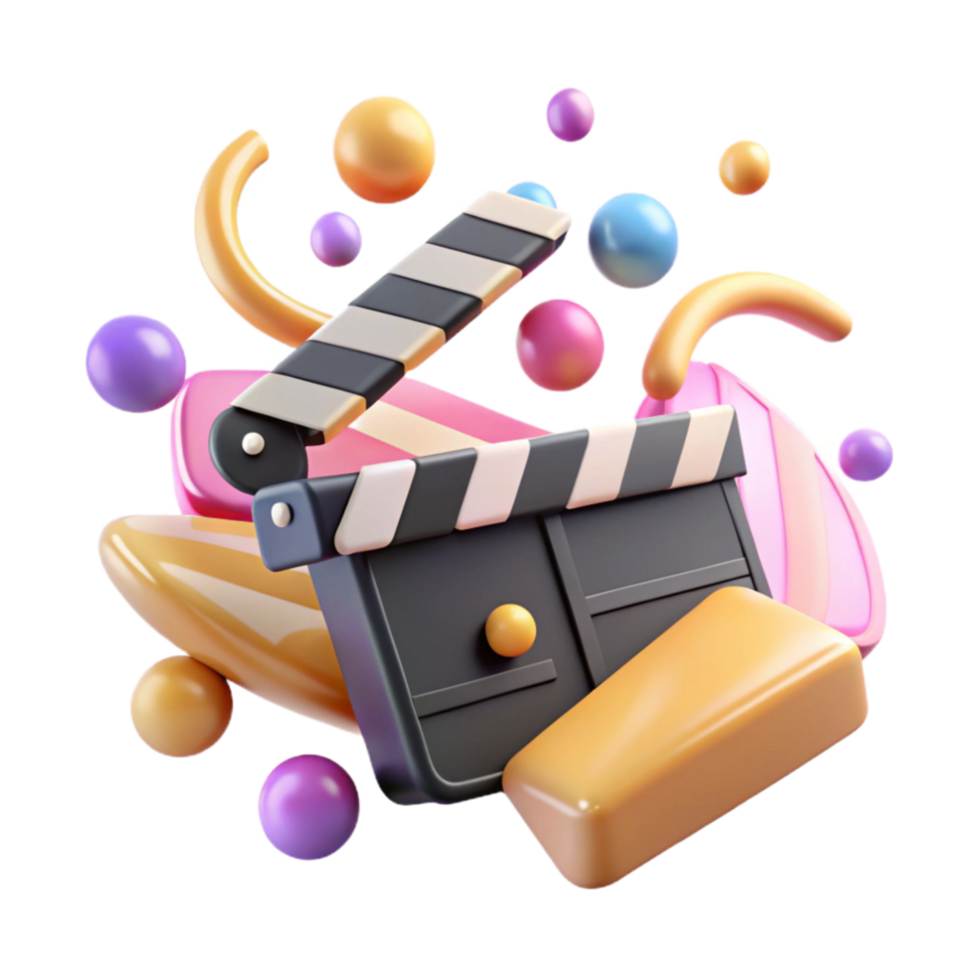 vibrant vintage Clapperboard Open Close Animation Sequence Isolated png