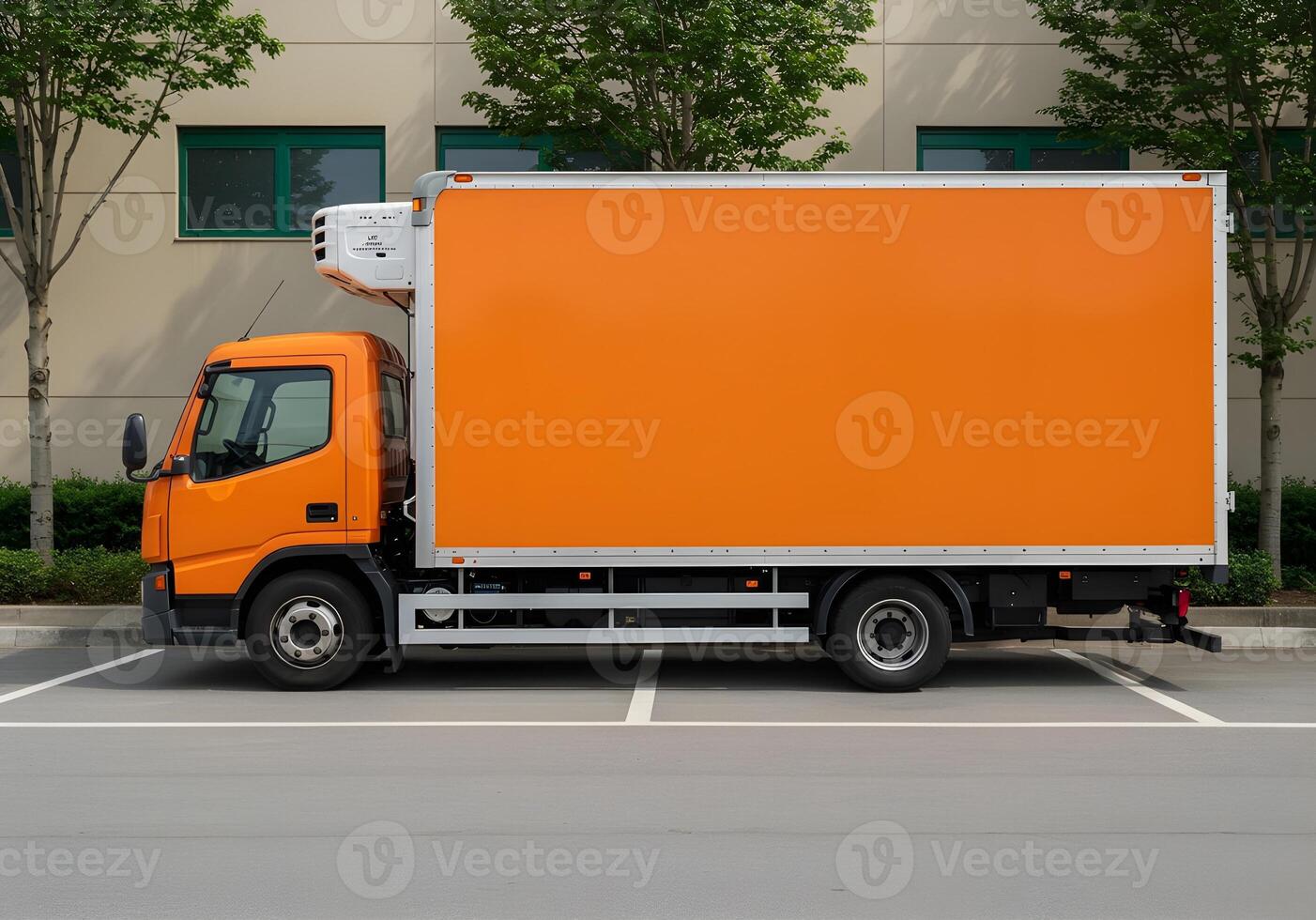 Logo Design Mockup on Orange Semi Truck photo