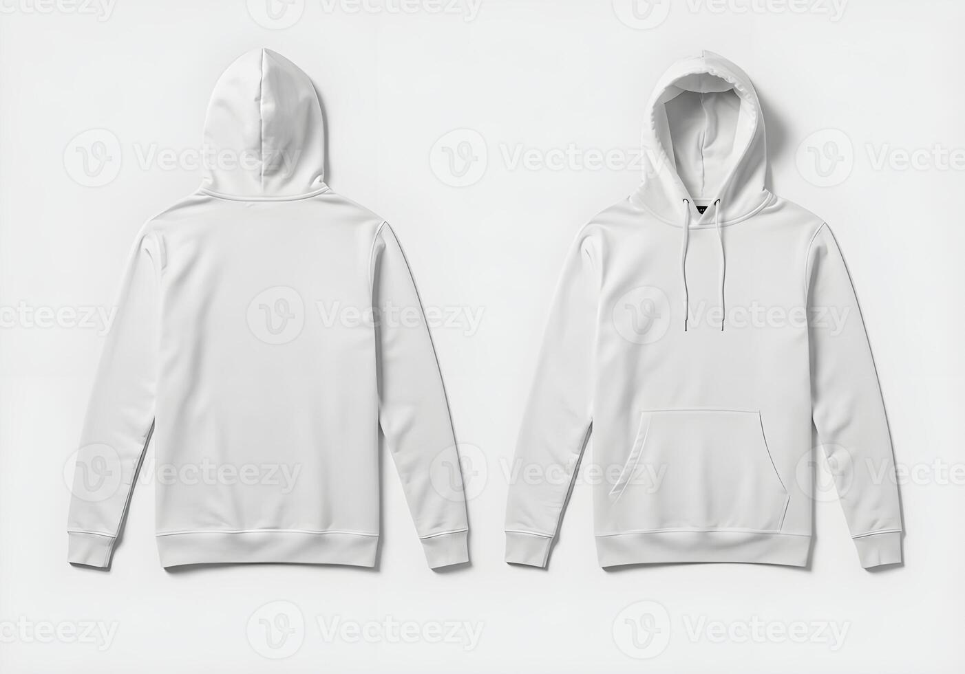 White Hoodie Front and Back Views for Design Mockup Template 2 photo