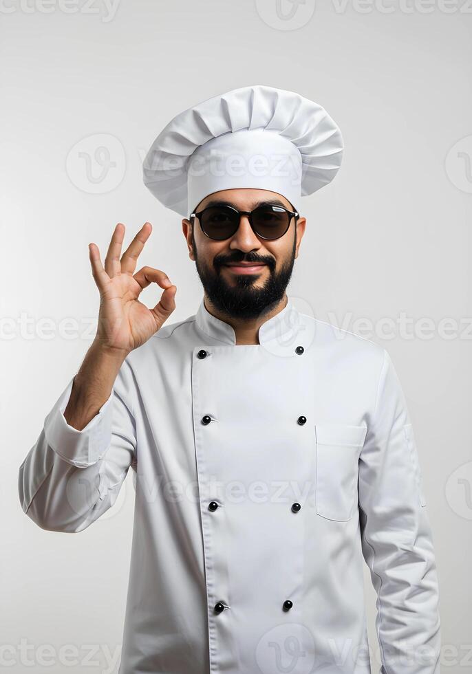 Chef Making OK Gesture While Wearing Sunglasses and Uniform 2 photo